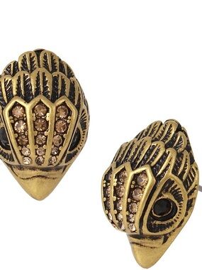 Kurt Geiger London Eagle Head Stud Earrings Gold Crystal Metal
